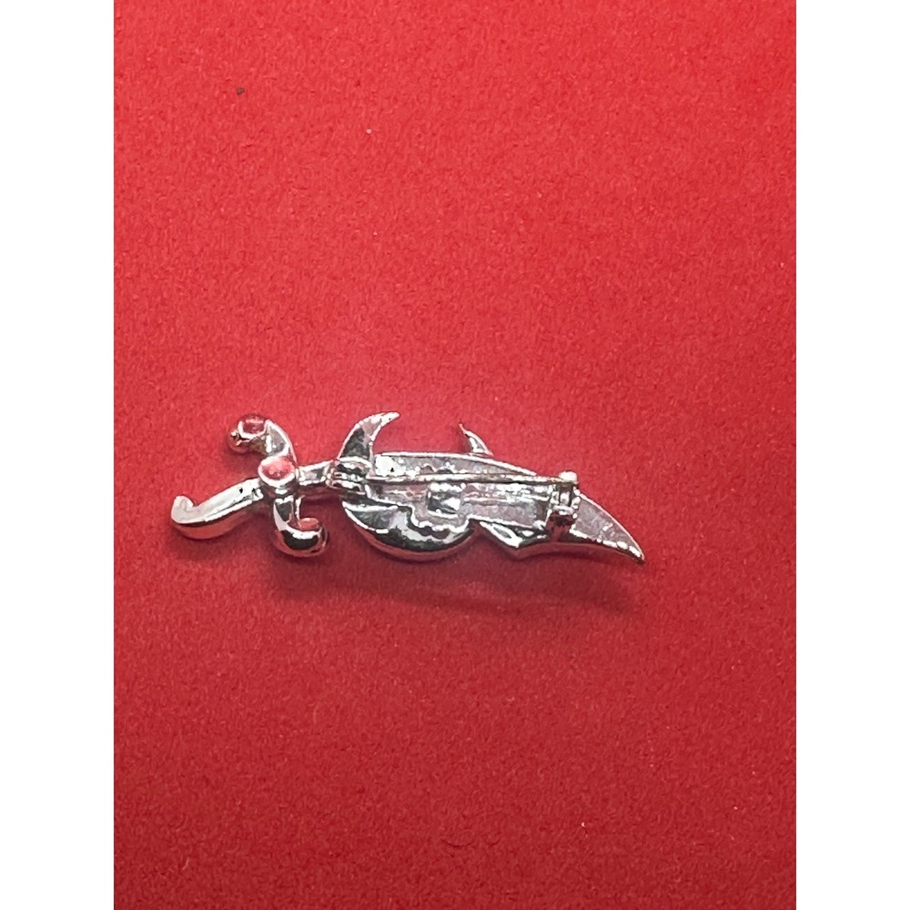 Vintage Silver Tone Rhinestone Scimitar Dagger Sword Brooch Pin Crescent Moon - Picture 5 of 7